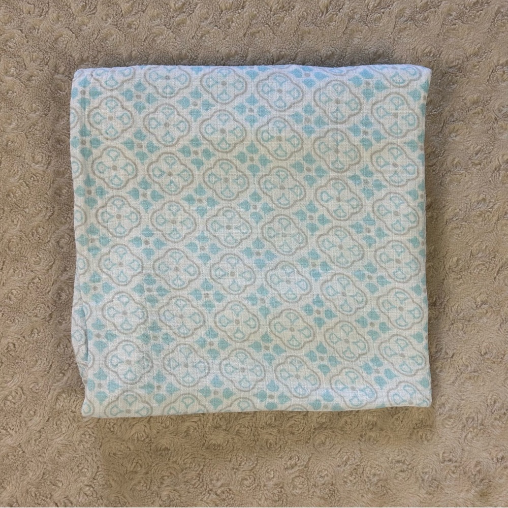 Lollypop Blue White Medallion Flower Print Baby Swaddle Blanket Muslin Gray Dots